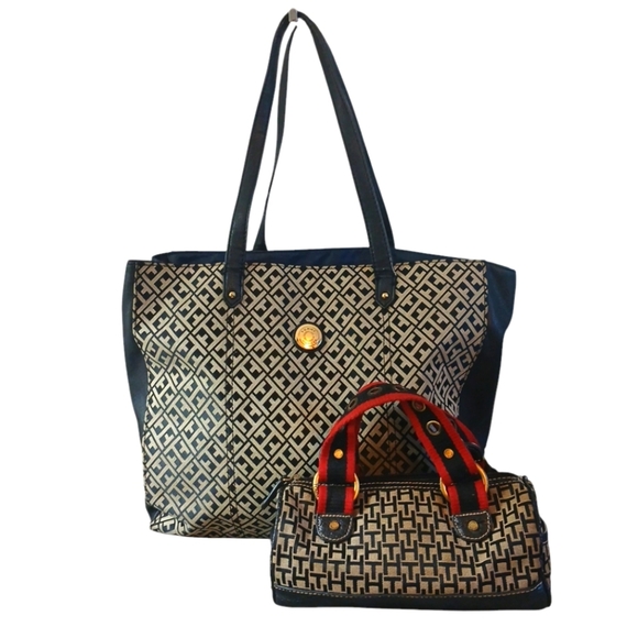 Tommy Hilfiger Canvas Set of Tote and Handbag/Accessories Bag - Picture 1 of 16